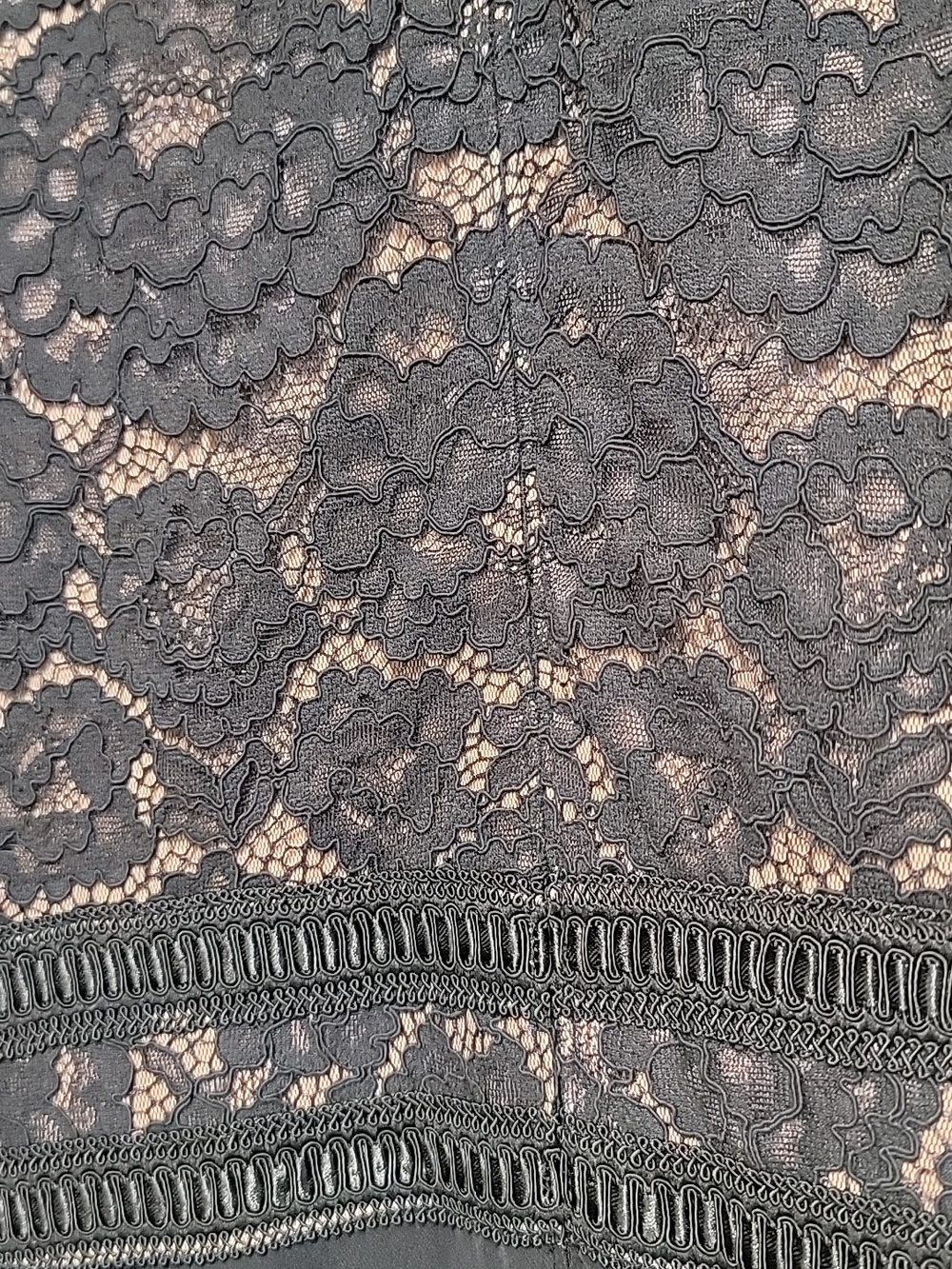 TADASHI SHOJI NWT LACE & CREPE A-LINE GOWN BLACK/NUDE SZ 16 $358 Retail - Picture 15 of 16